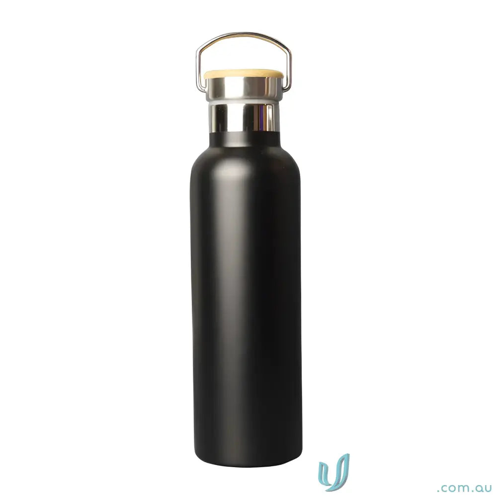 Black stainless steel Shadow 750ml insulated water bottle with twist-off cap