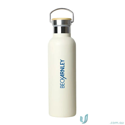 White stainless steel Shadow 750ml insulated water bottle with handle and twist-off cap