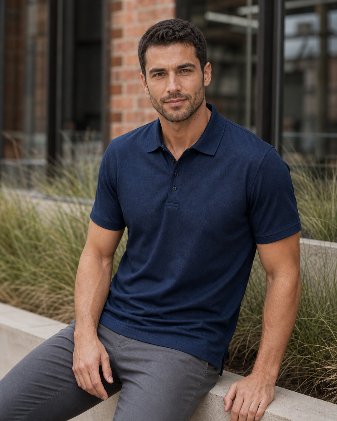 Shadow Polo men's work polo on Australian catalogue model