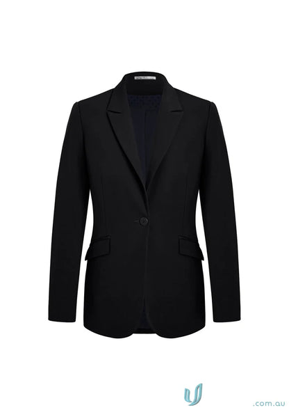 Black single-button blazer from the Siena Longline Jacket, perfect for women’s Siena style