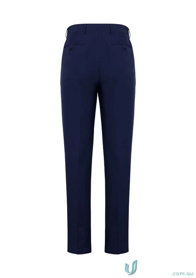 Navy blue men’s Siena slim fit dress pants with 4cm hem allowance and flat front