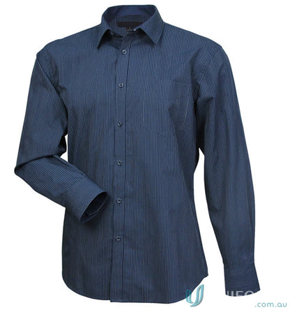 Men’s navy blue pinstripe SilverTech LS Shirts with cool dry® technology and SilverTech 2036L