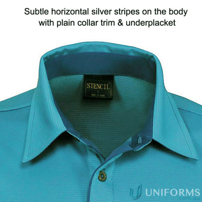 Men’s short sleeve polo with silver stripes from SilverTech for a modern fit look