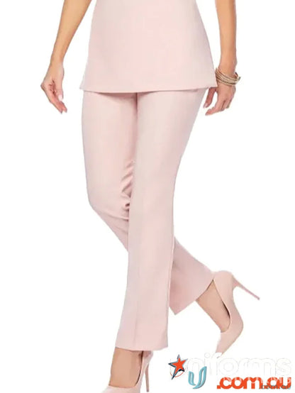 Pink pantsuit with matching heels for ultimate slim leg beauty and style