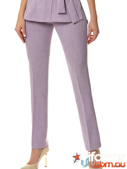 Lavender women’s Slim Leg Linen Look Elastic Trousers for comfortable style easy to wash