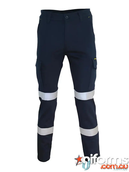Navy blue SlimFlex Taped Cargo Pants with Reflective Stripes for Biomotion Taped Safety