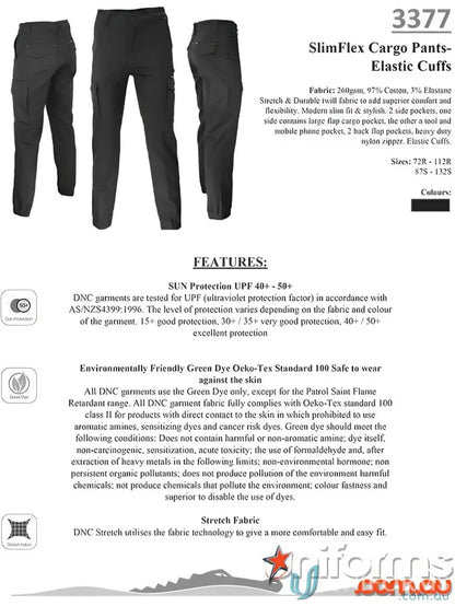 Men’s black SlimFlex Cargo Pants with elastic cuffs perfect for casual style