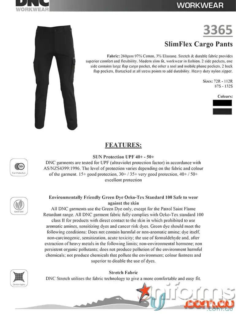 SlimFlex Cargo Pants with sun protection and eco-friendly dye for outdoor adventures