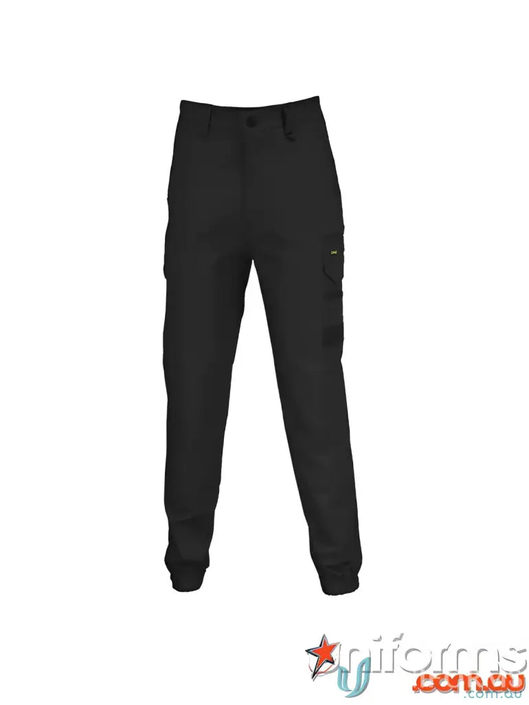 Black SlimFlex Tradie Cargo Pants with Elastic Cuffs, perfect for work and casual wear