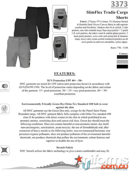 Men’s SlimFlex Tradie Cargo Shorts with sun protection and stretchy cargo shorts pockets