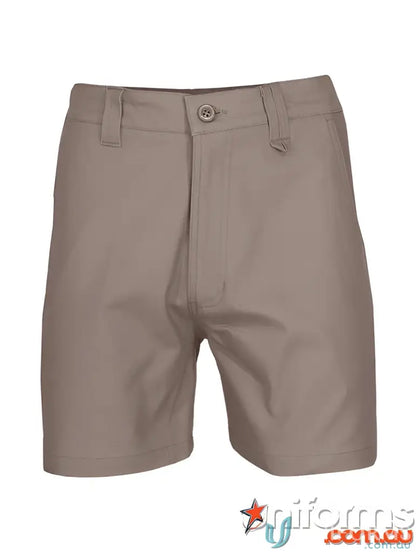 Khaki-colored SlimFlex Tradie Shorts perfect for work or casual wear