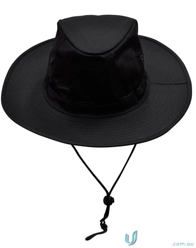 Black h1026 slouch sun protection hat with chin strap for a winning spirit slouch look