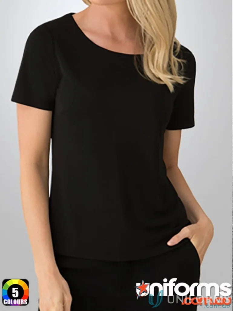 Black stretch short sleeve T-shirt from Smart Knit for comfortable uniforms