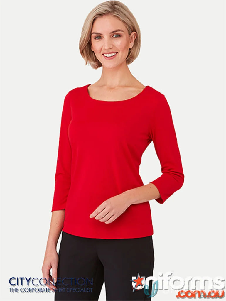 Red three-quarter sleeve Smartknit Top ideal for stretch uniforms and workwear needs
