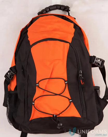 Orange and black Smartpack Backpack with pockets and straps, perfect for winning spirit and personal style
