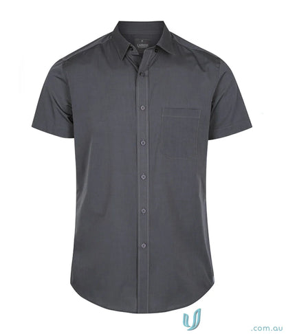 Dark gray Smith End On End SS Shirt with chest pocket, comfy workwear style