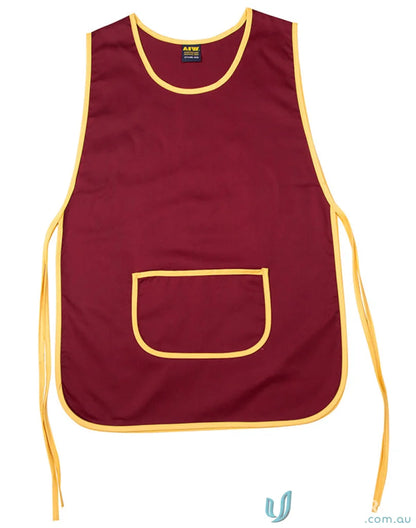 Maroon apron with yellow trim from Winning Spirit Smock AP05 Ladies Smock Apron collection