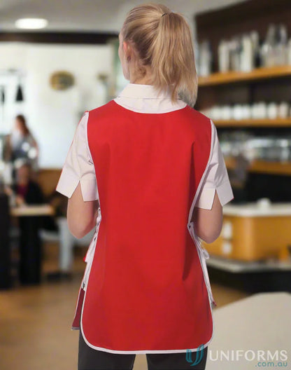 Red and white apron from Winning Spirit Smock, AP05 Ladies Smock, perfect ladies smock apron