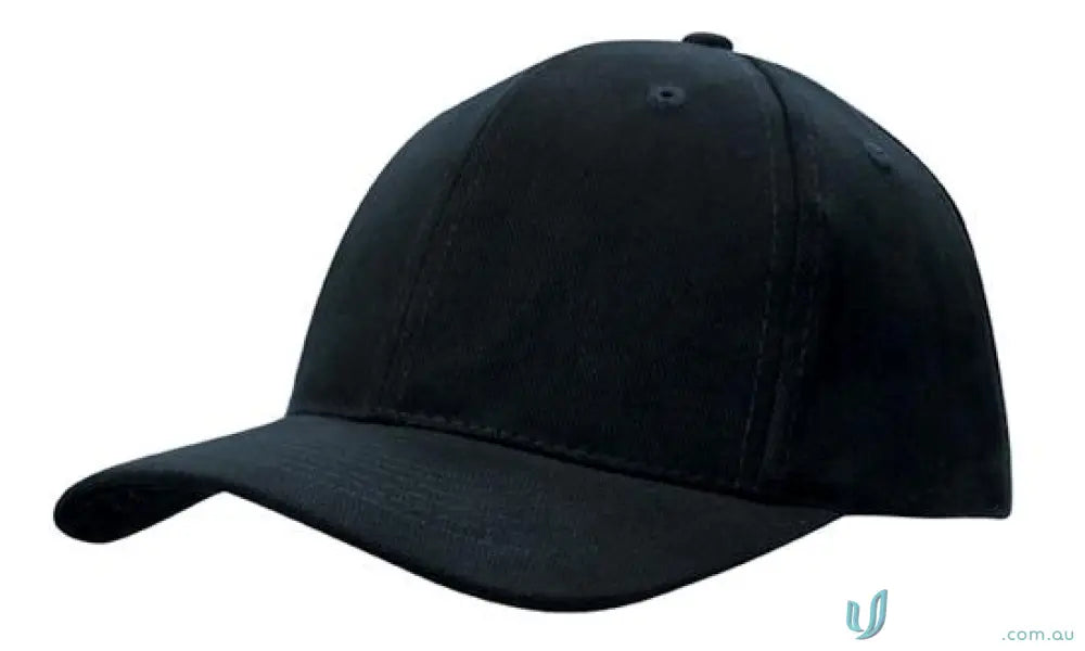 Plain black SnapBack Cap with a slightly curved brim, perfect for high stock range imprint