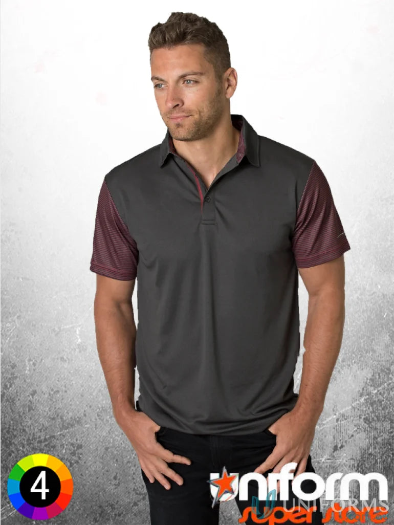 Gray and burgundy Soft Touch Contrast Polo with aegis microbe shield and cooldry tech