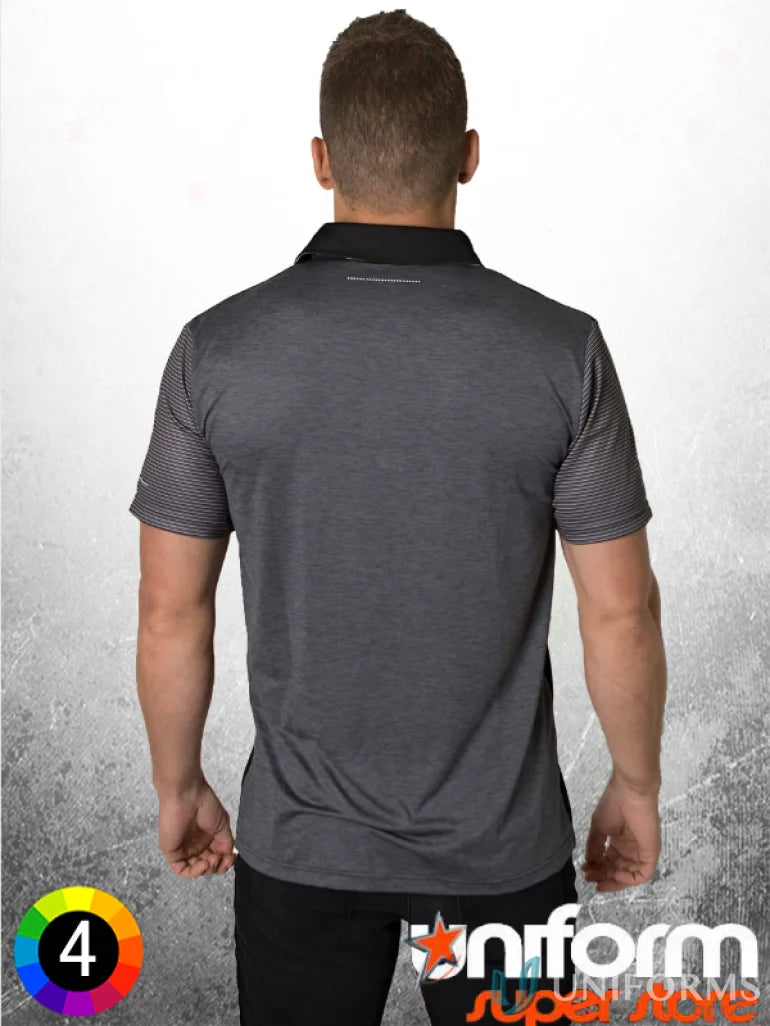 Gray polo shirt from Soft Touch Contrast Polo with aegis microbe shield and cooldry polyester