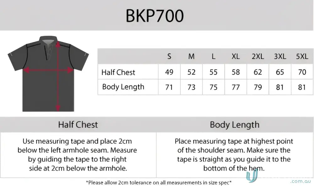 Soft Touch Polo size chart with aegis microbe shield and CoolDry technology info