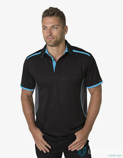 Black and blue Soft Touch Stripe Polo shirt with Aegis Microbe Shield and CoolDry moisture management