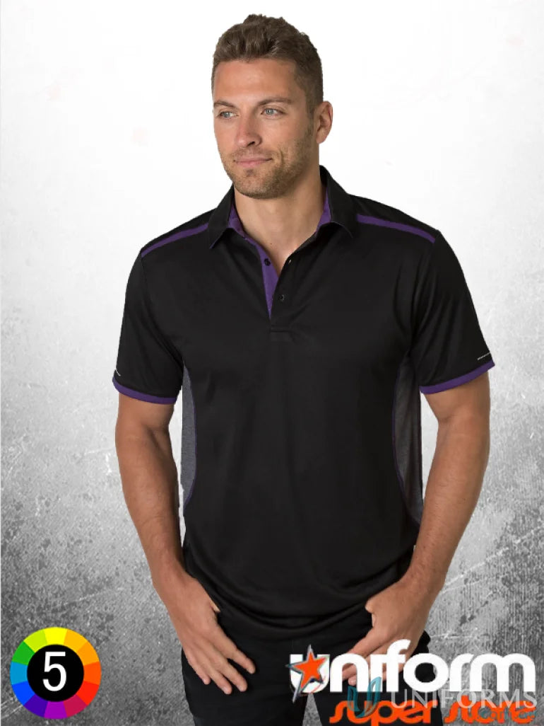 Black and purple Soft Touch Stripe Polo with Aegis Microbe Shield and CoolDry moisture management