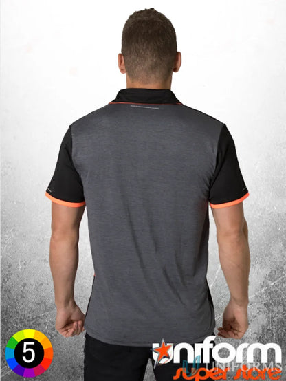 Gray and black Soft Touch Stripe Polo with aegis microbe shield and cooldry tech