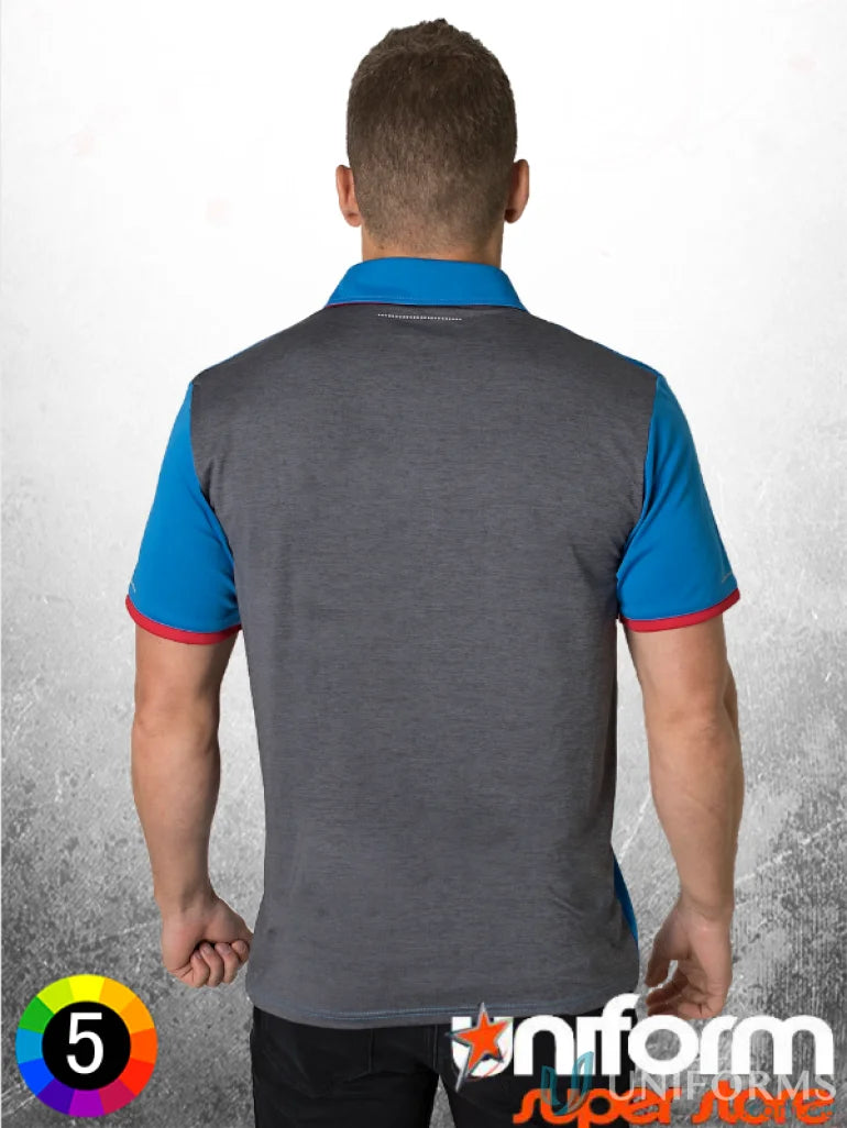 Gray and blue Soft Touch Stripe Polo with Aegis Microbe Shield and CoolDry moisture management