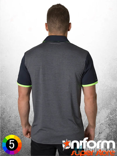 Gray and navy Soft Touch Stripe Polo shirt with Aegis Microbe Shield and CoolDry tech