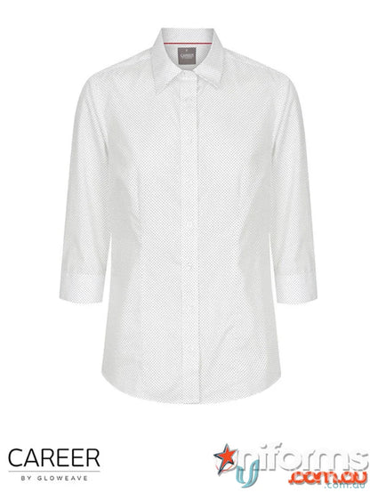 SOHO Ladies Dot Print 3Qtr Shirt with easy iron silk protein fabric