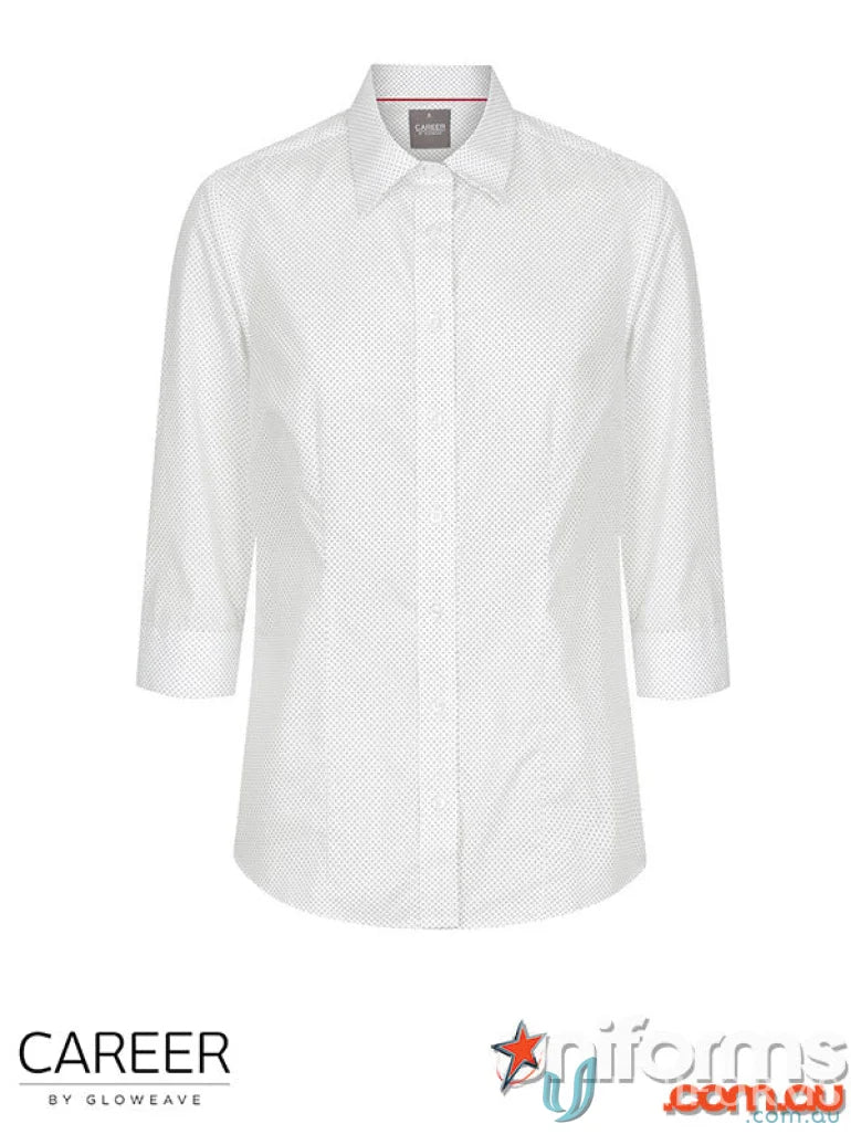 SOHO Ladies Dot Print 3Qtr Shirt with easy iron silk protein fabric