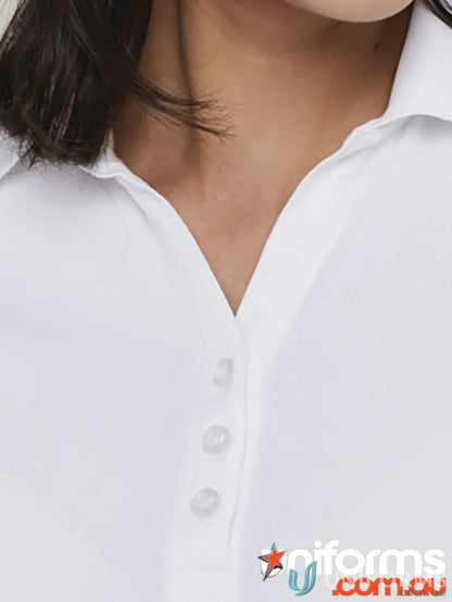 White button-down shirt from Sorona SS Polo, perfect for cool dry uniforms and workwear