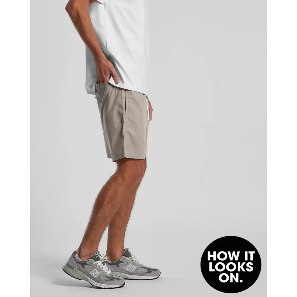 Beige sorrento beach shorts with tailored fit and subtle side pockets ideal for work uniforms and casual workwear