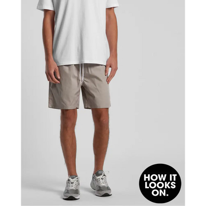 Sorrento Beach Shorts: beige cotton with drawstring and elastic hem