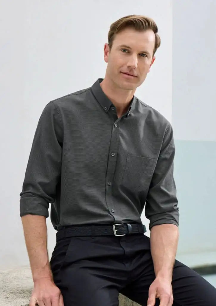 Man in gray long sleeve Soul LS Shirt from the Collection Soul Shirt line