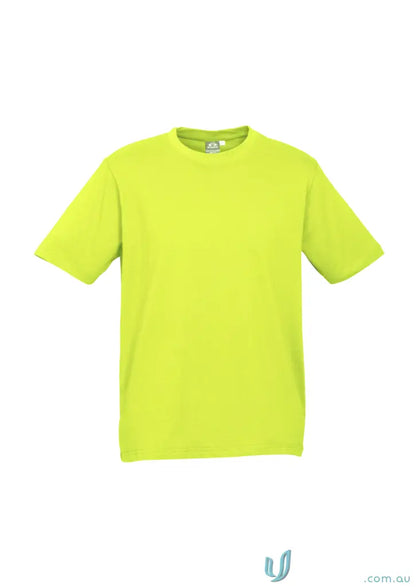 Bright lime green Southport Tee with ice short sleeve and twin needle sleeve details