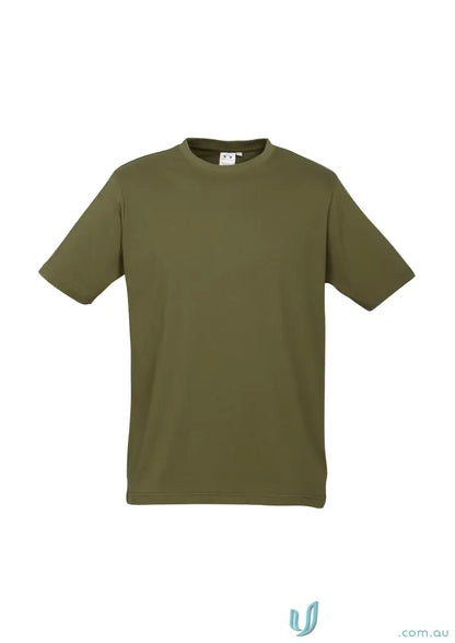 Southport Tee in olive green with twin needle sleeve, perfect for biz collection men’s ice short sleeve style