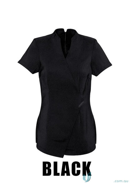 Black short-sleeved Spa Tunic for women’s spa tunic with Dupont Teflon offers from Biz Collection Women’s