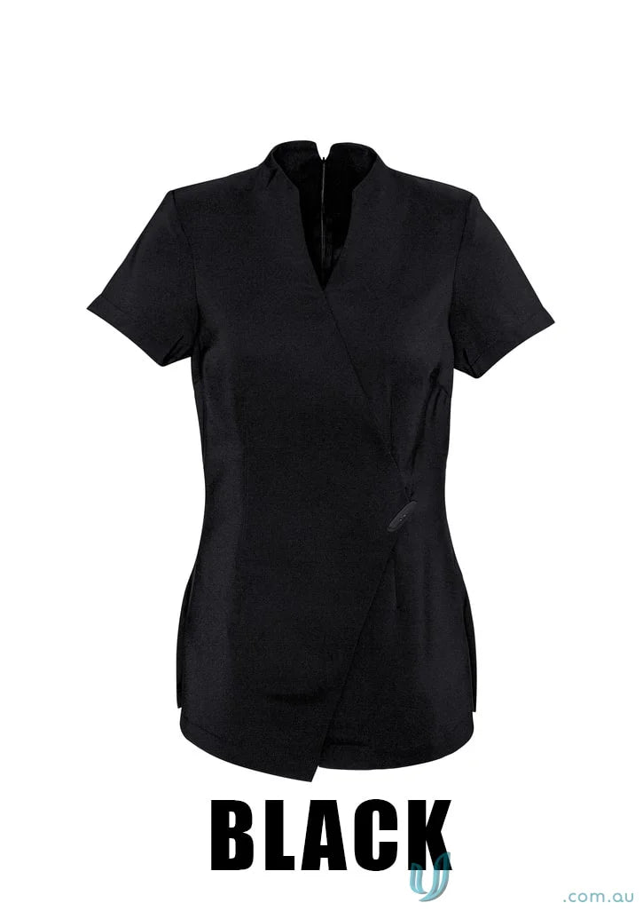 Black short-sleeved Spa Tunic for women’s spa tunic with Dupont Teflon offers from Biz Collection Women’s