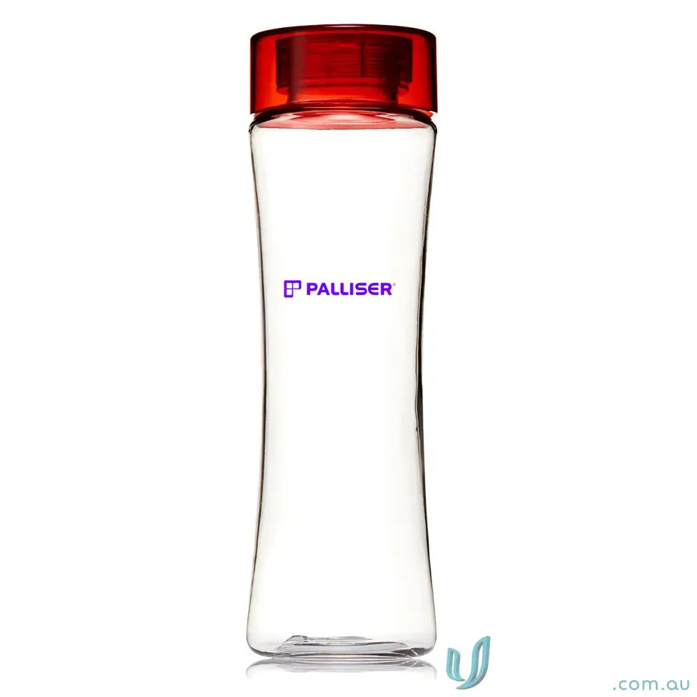 Clear Tritan water bottle with red lid, perfect for durable BPA-free hydration