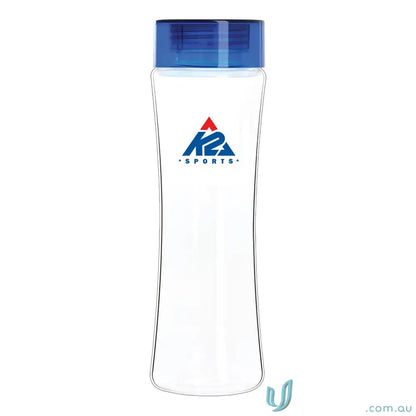 Clear Sparta 500ml Tritan water bottle with blue lid, durable BPA-free tritan water bottle