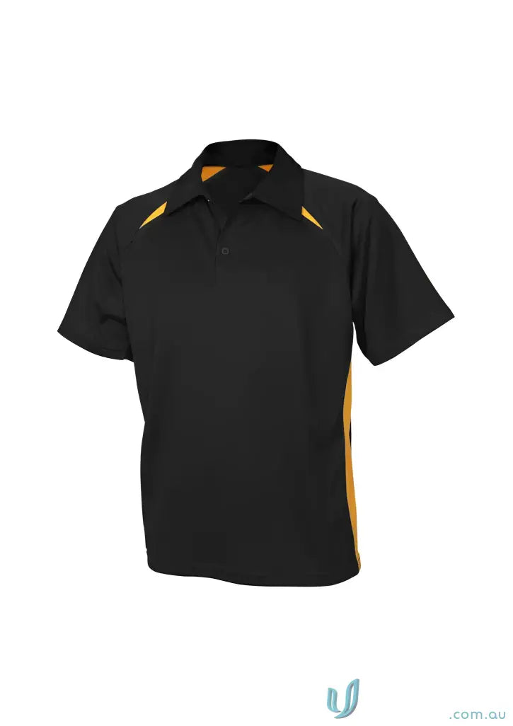 Black Splice Polo shirt with gold accents from Biz Collection Splice collection
