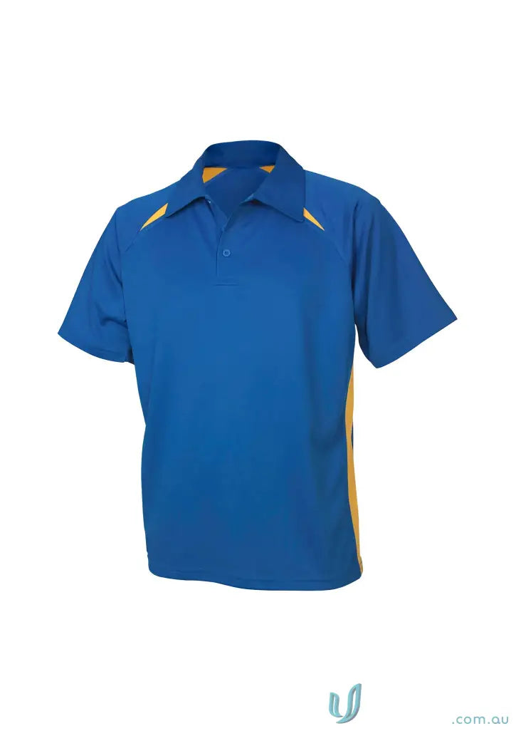 Blue Splice Polo shirt with yellow accents from Biz Collection Splice collection