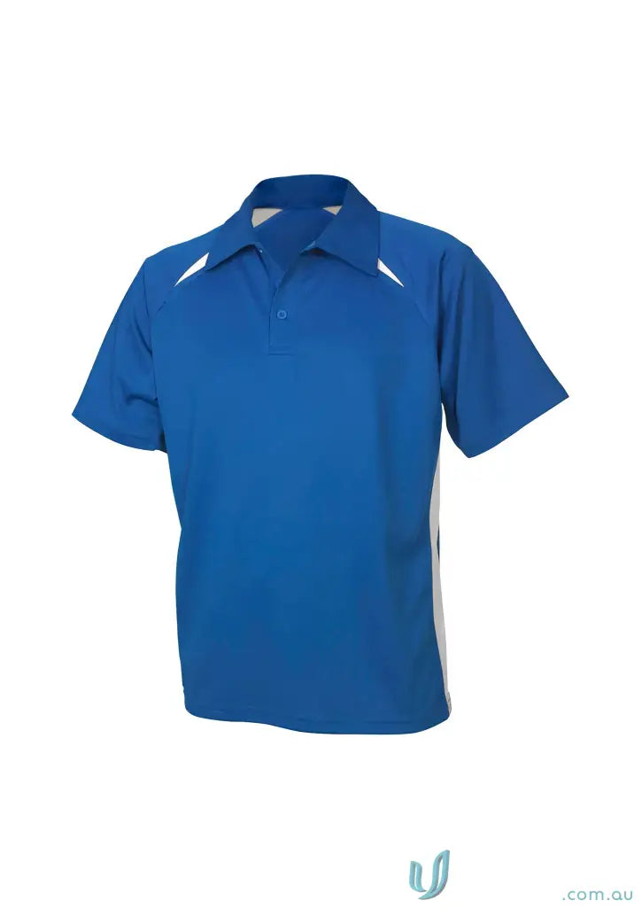 Splice Polo from Biz Collection Splice with blue color and white accents on shoulders