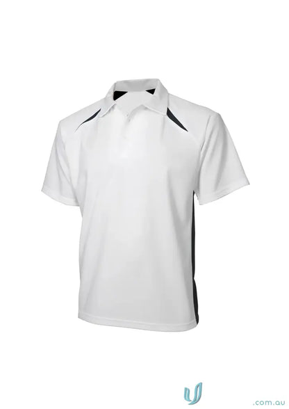 White Splice Polo shirt with black accents from Biz Collection Splice collection