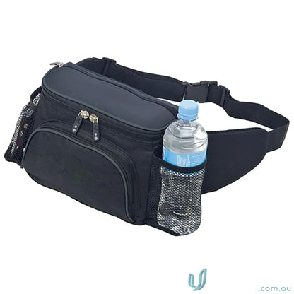 Black Sportlite Hiking Waist Bag with adjustable waist strap and a water bottle holder