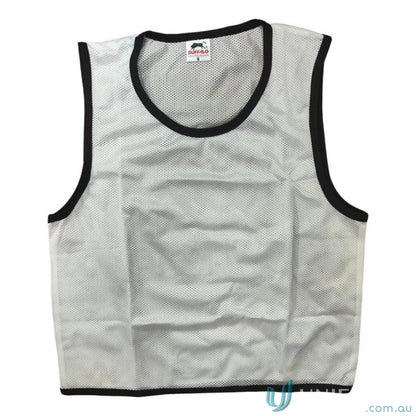 White mesh sports vest with black trim for sports mesh training and mesh training vest style