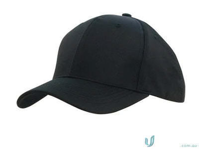 Black baseball cap from Sports Ripstop Cap with high stock range and wide fit for days imprint